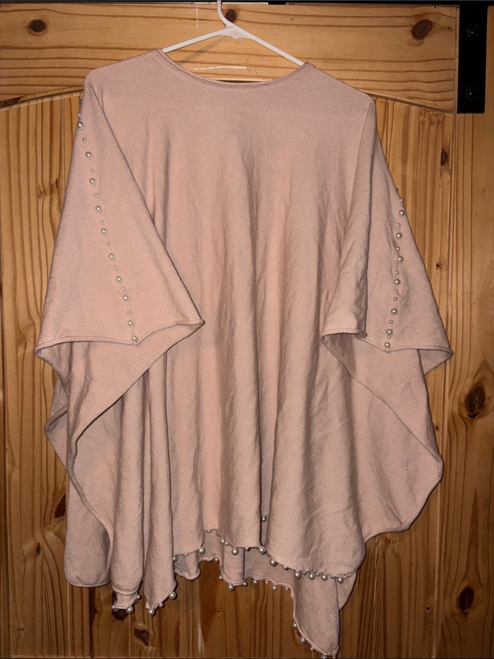 Blush Pink Pearl-Trim Knit Top
